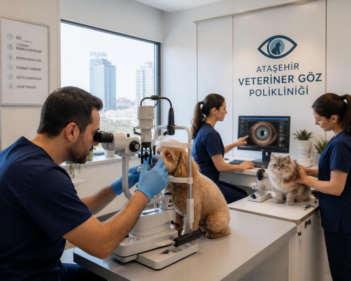 evcil hayvanlarınızın sağlığı için veteriner göz polikliniğinde erken teşhis ve etkili tedavi yöntemleri sunulmaktadır. uzman kadromuzla göz hastalıklarının önlenmesi ve tedavisi için hemen randevu alın.