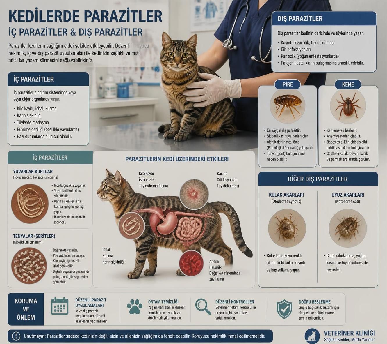 kedi parazitleri hakkında bilinmesi gereken temel bilgiler, belirtiler ve korunma yöntemleri hakkında kapsamlı rehber.